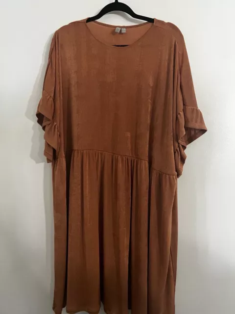 Asos Dress Women Plus Size Copper Midi Flowy, Ruffle