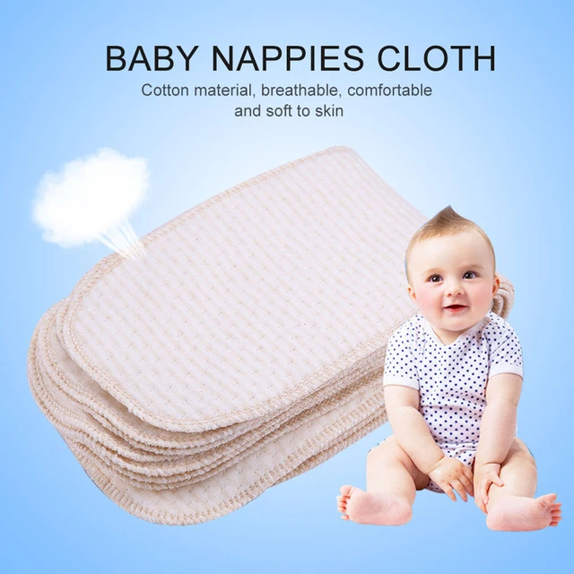 10Pcs/lot Breathable Cotton Baby Nappies Newborn Reusable Washable Insert Di