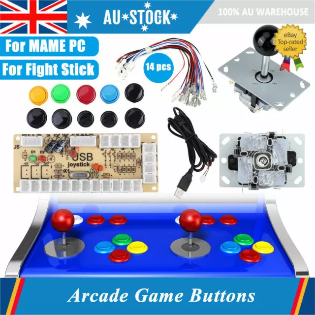 Zero Delay Arcade Game Parts Kits 10 Colorful Buttons + Joystick + USB Encoder