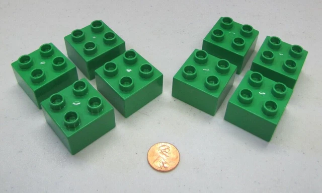 LEGO DUPLO MEDIUM GREEN 2x2 BRICK 8 Block Lot House Castle Building ...