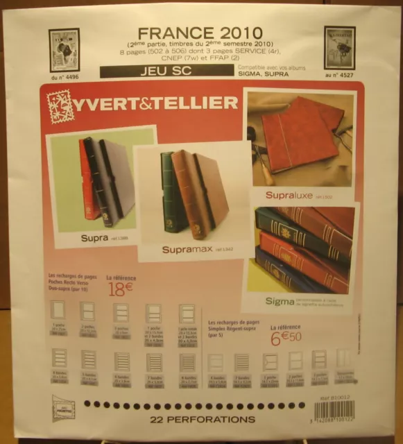 Yvert et Tellier - JEU FRANCE S.C 2e SEMESTRE 2010 (Avec Pochettes)