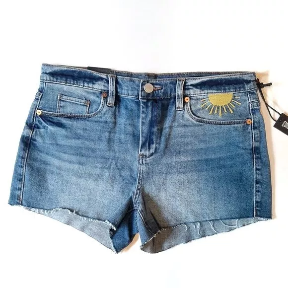 Blank NYC The Astor NWT Sun/Rainbow Embroidered Cut Off Jeans Shorts SZ 29