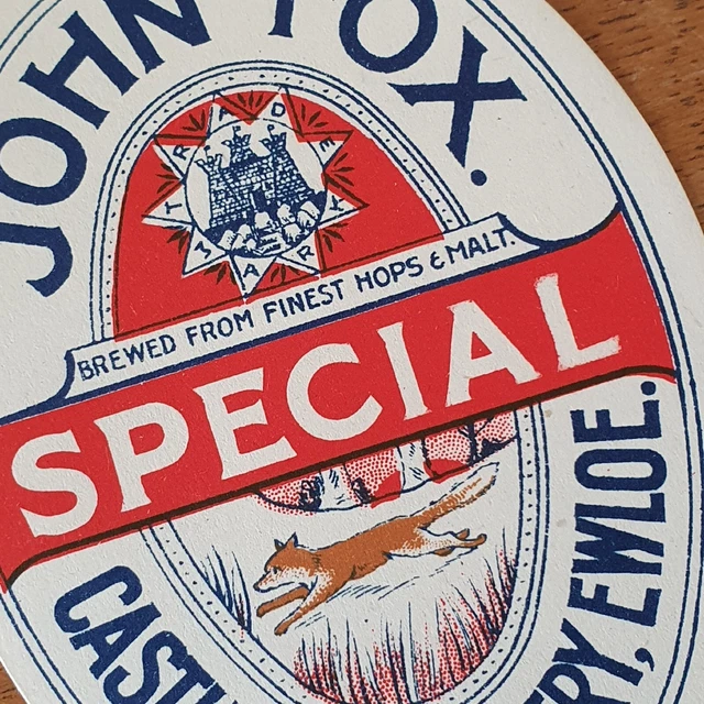 VINTAGE JOHN FOX - SPECIAL - CASTLE HILL BREWERY EWLOE Bottle Label New ...