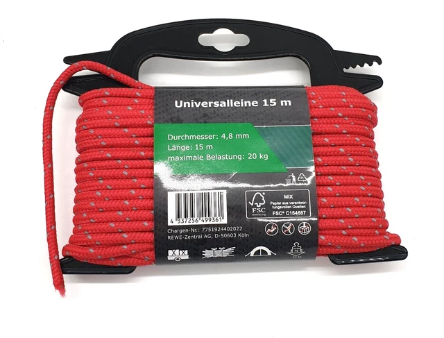 Rewe Universalleine Leine Rot 15m Ø4,8mm max. Belastung 20kg