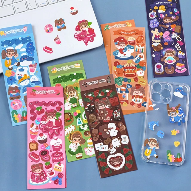 Pegatina decorativa niña lindo álbum de colección niños fuerte 12 piezas