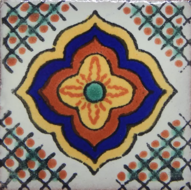 100 MEXICAN TALAVERA  TILE 2x2"  FOLK ART HANDMADE 2-23