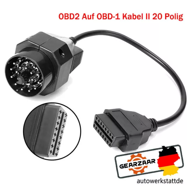 1X Diagnose Adapter Stecker OBD2 Auf OBD-1 Kabel II 20 Polig Für BMW E36 E46 E39