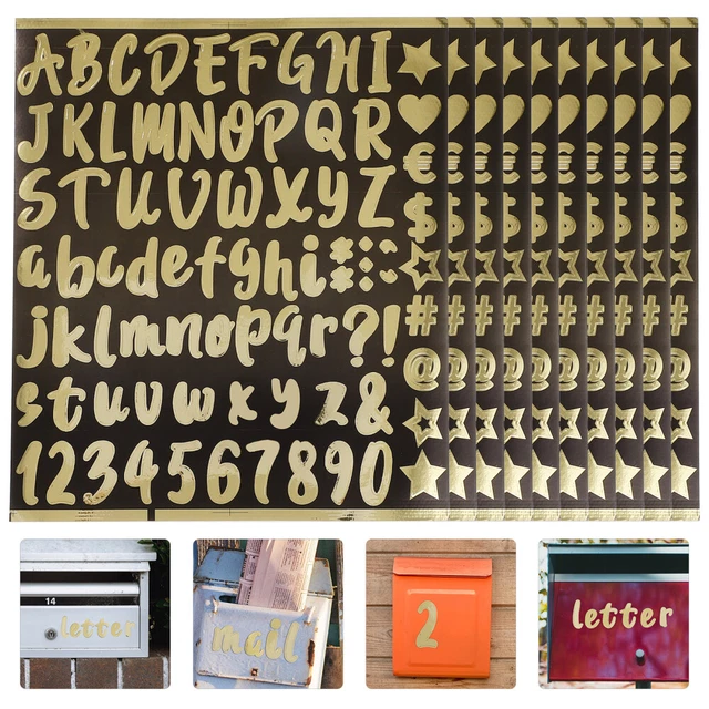 10 Hojas Número de Buzón Reflectante Pegatina Placa Puerta Letra Calcomanía Suministro