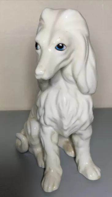 Vintage NORLEANS White Color Ceramic "Afghan" Hound Dog Figurine 6.5”