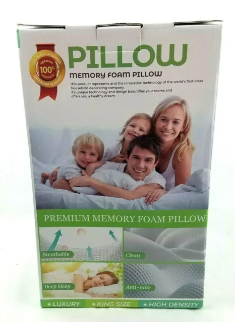 Premium Memory Foam Pillow Breathable Anti-Mite High Density King Size NEW NIB