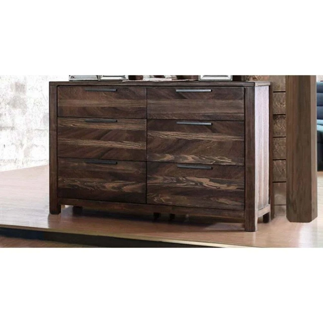 Phenomenal Wooden Dresser in Transitional Style, Rustic Brown 6-drawer