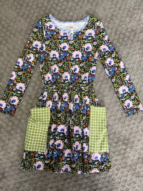 Matilda Jane 435 Grow Together Dress Girls 8 Green Tween Floral Pockets Knit
