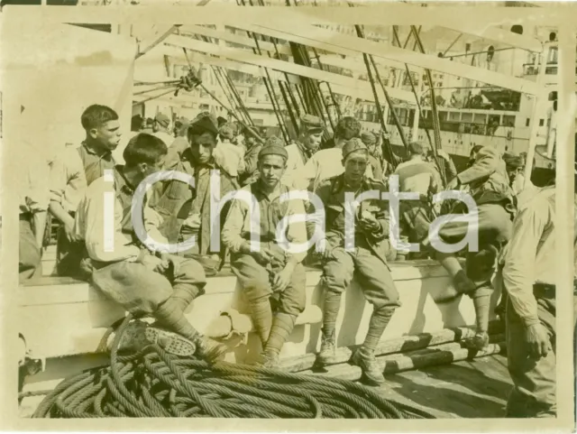 1935 GENOVA Volontari per AFRICA ORIENTALE imbarcati su piroscafo PIEMONTE *Foto