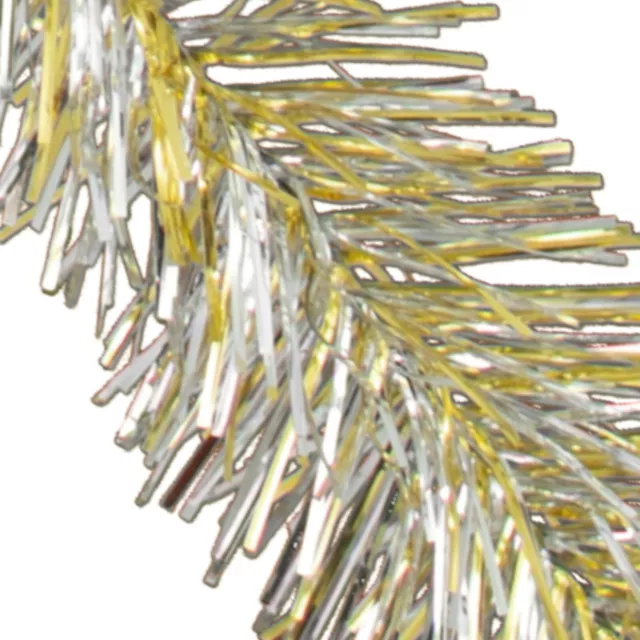 Gold & Silver Tinsel Garland 30FT Length 3IN Width Gold Christmas Tinsel Brush