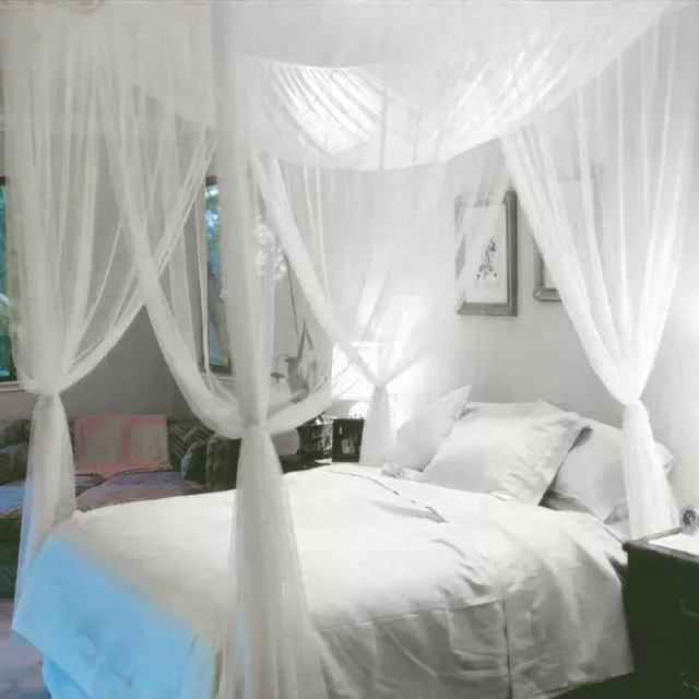 4 Corners Post Bed Canopy Curtain Mosquito Net Or Frame Single Double King AU