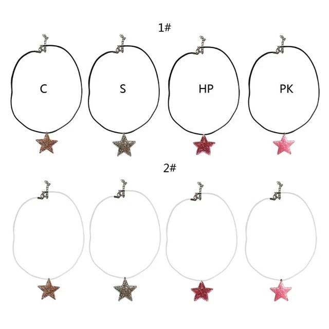 Sequins Exaggerated Star Pendant Necklace Sequins Big Heart Collar Chain Choker