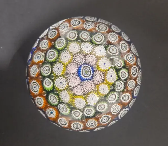 Vintage 1970's Murano Fratelli Toso millefiori cane Art Glass Paperweight Italy