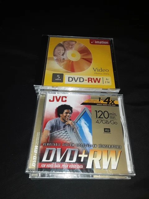 (4) JVC DVD+RW & (5) Imation DVD-RW Lot-New