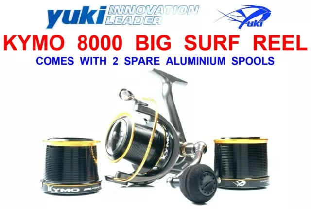YUKI KYMO 8000 Big Surf Reel+2 Spare Spools For Sea Fishing Neox