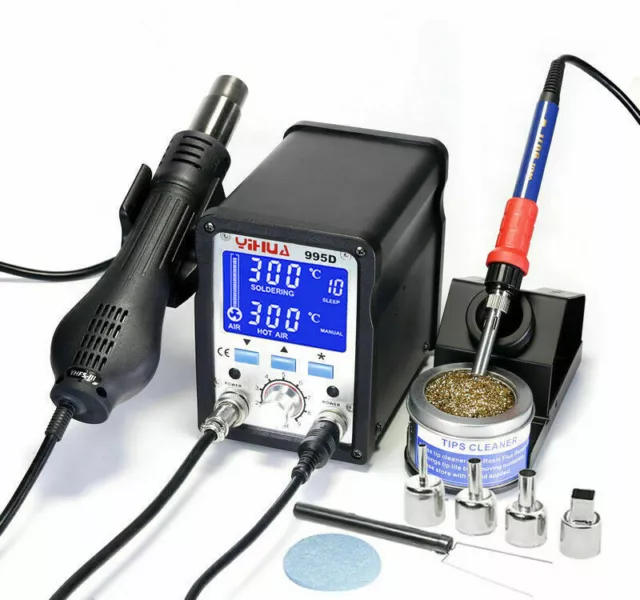 YIHUA 995D SMD 2 in 1 Hot Air LCD Soldering Rework Station Welding Machine 220V