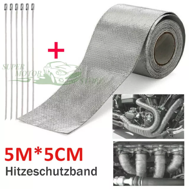 Hitzeschutz Tape/Klebeband/Band - selbstklebend - alubeschichtet - 800° -  5cm Breit (1 Meter) : : Auto & Motorrad