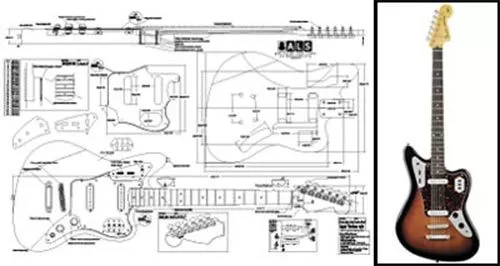 Baritone Jaguar-Style Electric Guitar Full Scale Plan