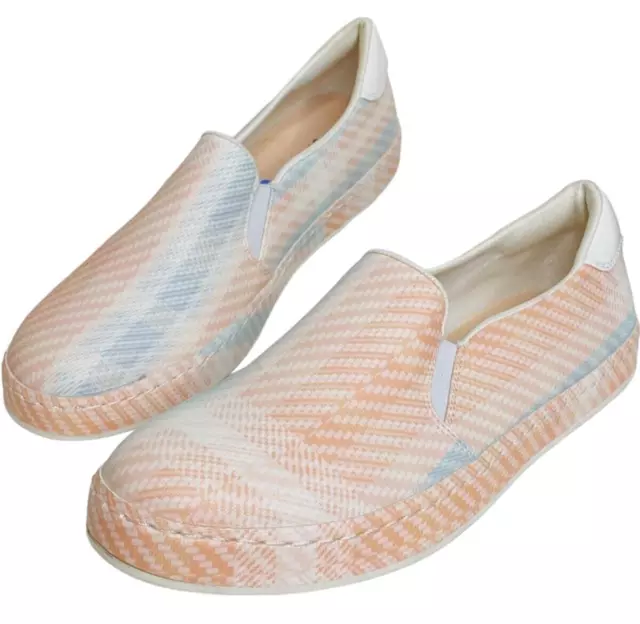 Call It Spring Womens Sz 8.5 M Comfort Slip On Shoes Sneakers Plaid Pastel Pink