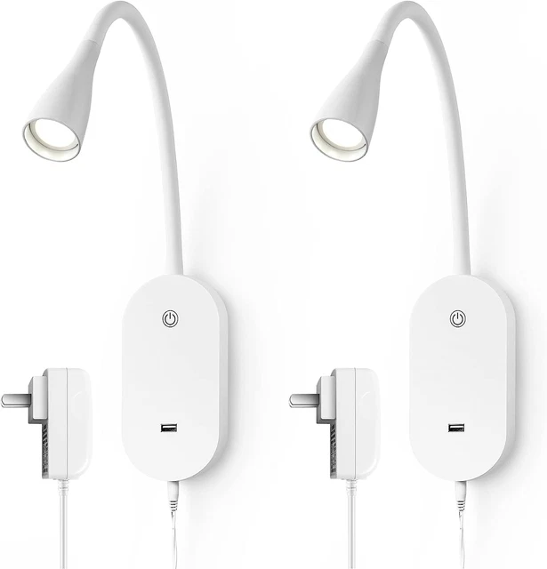Wall Mounted Reading Light Set of 2, Book Light for Reading in Bed,5 Dimmable to