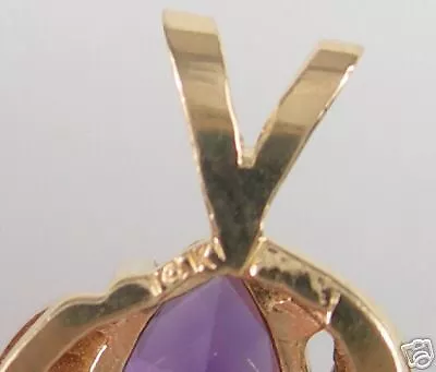 Ladies 14K Yellow Gold Amethyst & Diamond Pendant 2