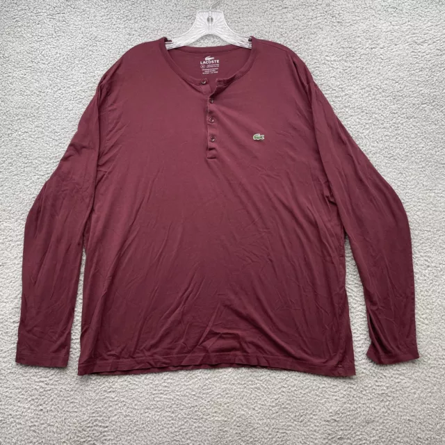 Lacoste Long Sleeve Pima Henley Dark Red Size 8 VGUC