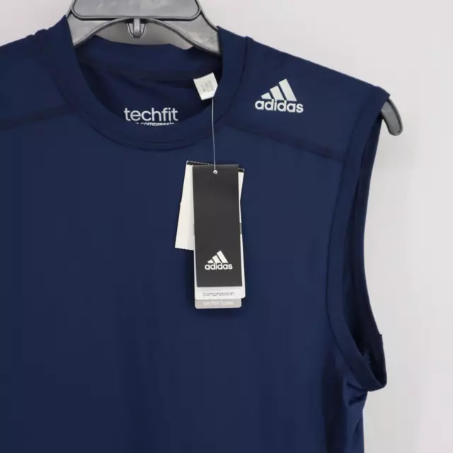 Nuevo con etiquetas Camisa Adidas Climalite Tech Fit Base de Compresión Capa Para Hombre Talla Grande Azul Marino