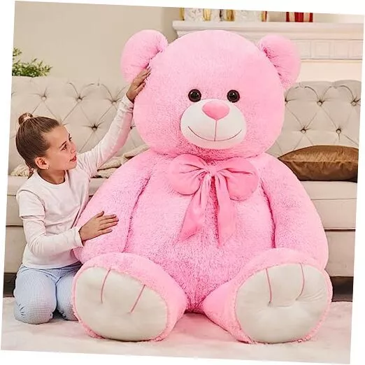 Giant Teddy Bear, 59 inch Soft Big Stuffed Animal Life Size Plush 59 Inch Pink