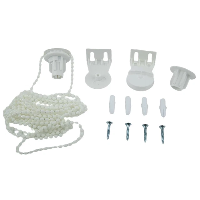 Kit De Fixation Pour Store Enrouleur - Pour Tube 25mm, Supports Blancs, Chaîne à Perles 2m, Vis Incluses