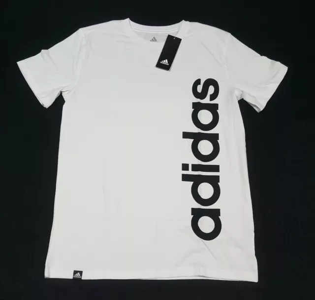 Adidas Boys youth Cotton  sports  shirt printed logo white black AA0693