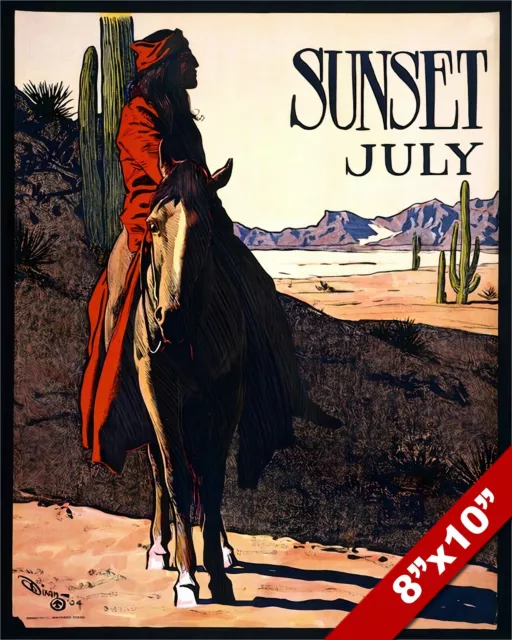 Sunset July Native American Indian Desert Poster Painting Art Real Canvas Print