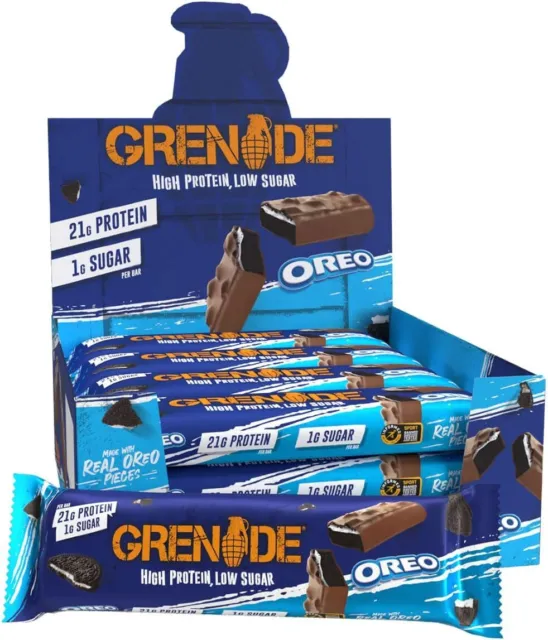 Grenade High Protein, Low Sugar Bar, valentines gift - Oreo, 12 x 60 g