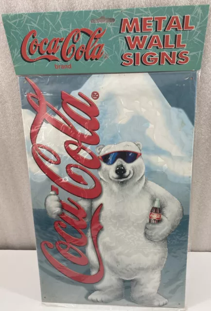 Coca Cola Polar Bear Metal Wall Sign New 15.75" x 10.25" Coke