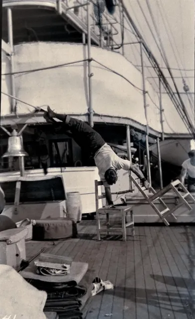 Vintage Photo; Acrobatics With Chairs; U.s.s. Wilmington;China;Circa 1912