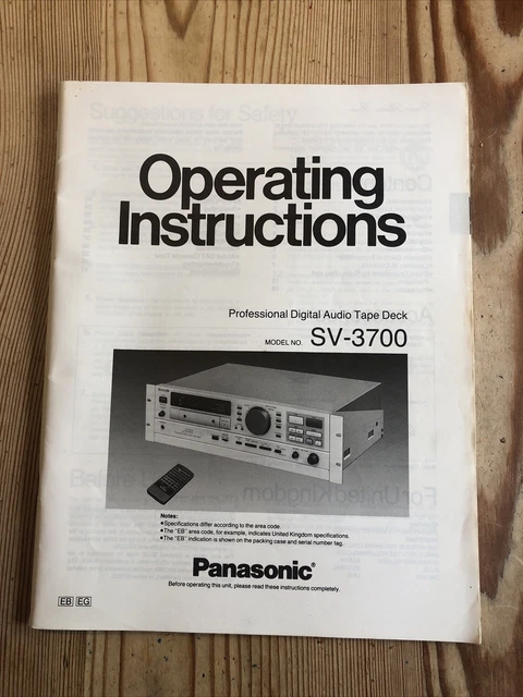 Panasonic SV-3700 Operating Instructions