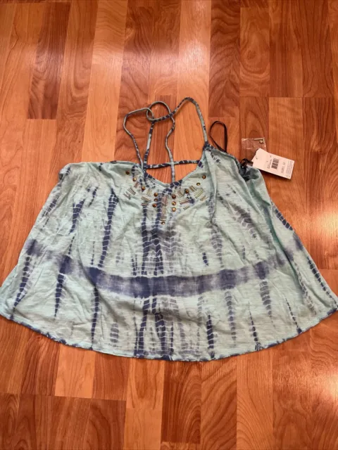 NWT VOLCOM blue womens tank blouse, Large