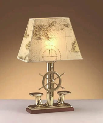 Große Tischleuchte aus Messing maritime Deko H:53cm Design Tisch Lampe NAUSICA
