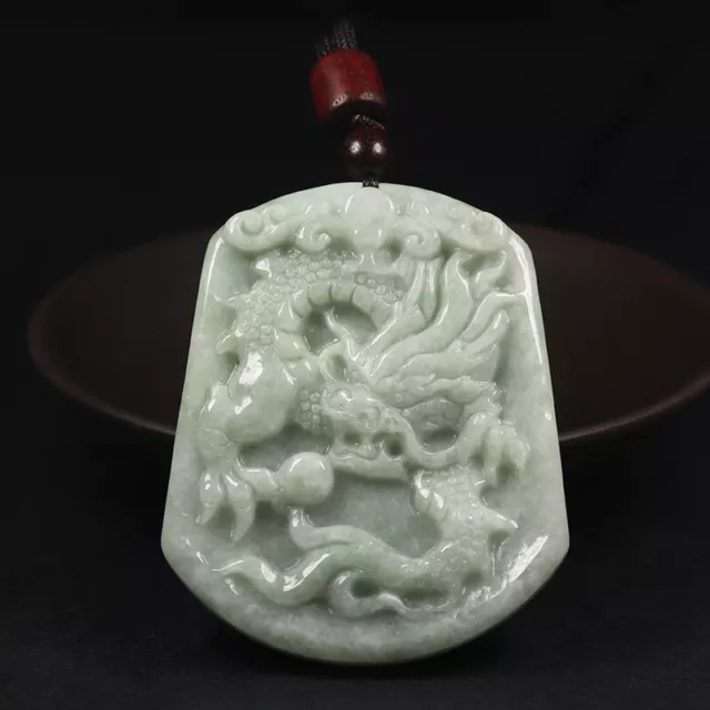 Certified Grade A 100% Natural Green Jadeite Jade Pendant Dragon Loong 龙 AA74818