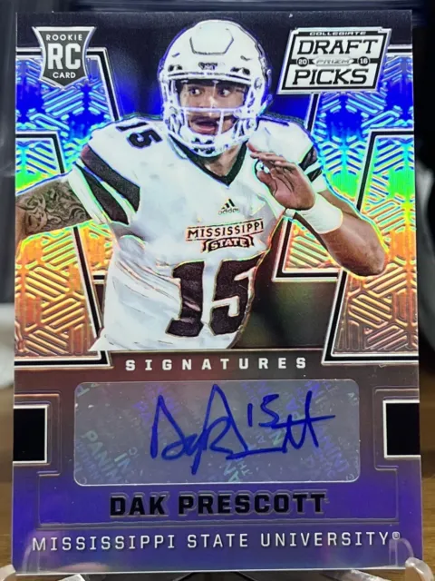 2016 Prizm Collegiate Draft Picks Dak Prescott Silver Prizm Rookie Auto RC #125