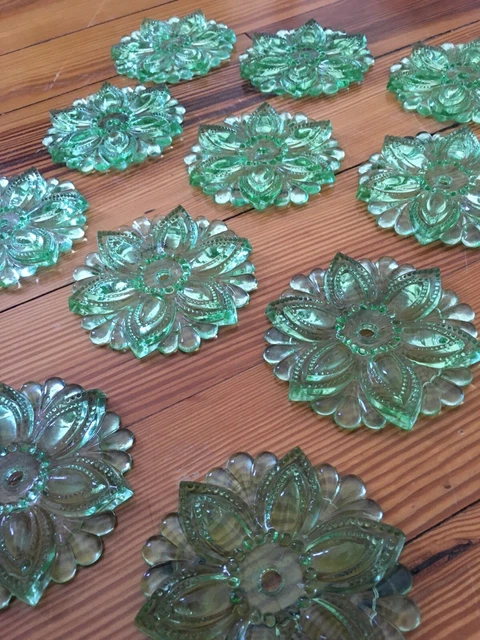 (1) Antique Sandwich Glass Curtain Tieback Green Depression Glass - Price For 1