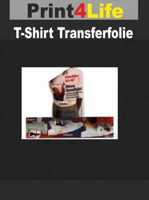50 Bl. A4 T-Shirt Folie Transferfolie Textilfolie Bügelfolie für dunkle Stoffe