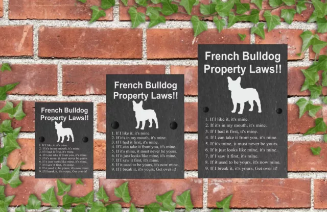 Property Laws Funny Dog Slate Gate House Sign 3 Sizes ALL BREEDS AVAILABLE D-L