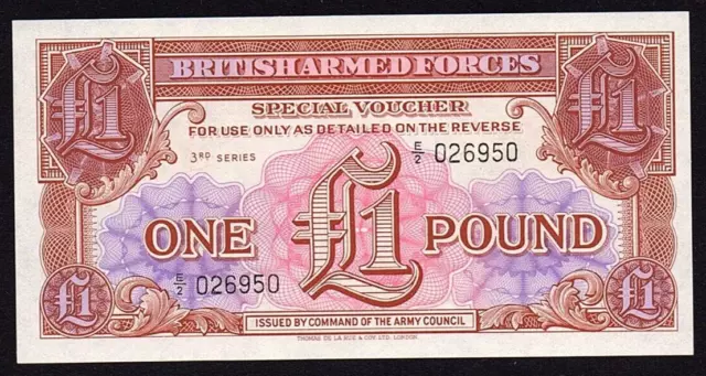 1956 British Armed Forces £1 Pound Banknote, 3rd Series, UNC