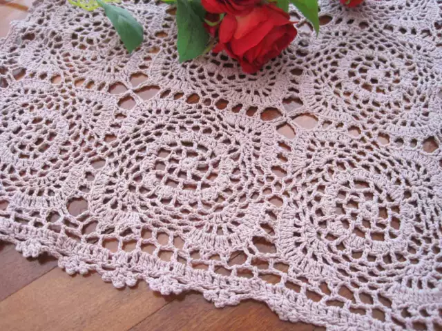 Last@ Elegant Purple Floral Hand Crochet Cotton Table Topper