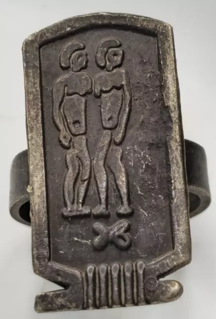 Ancient Greek Silver Anthropomorphic Ring. 5.6Gr 17Mm