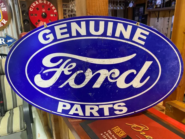 Ford Genuine Parts Repro Oval Metal Tin Sign Perfect Bar Man Cave Hot Rod